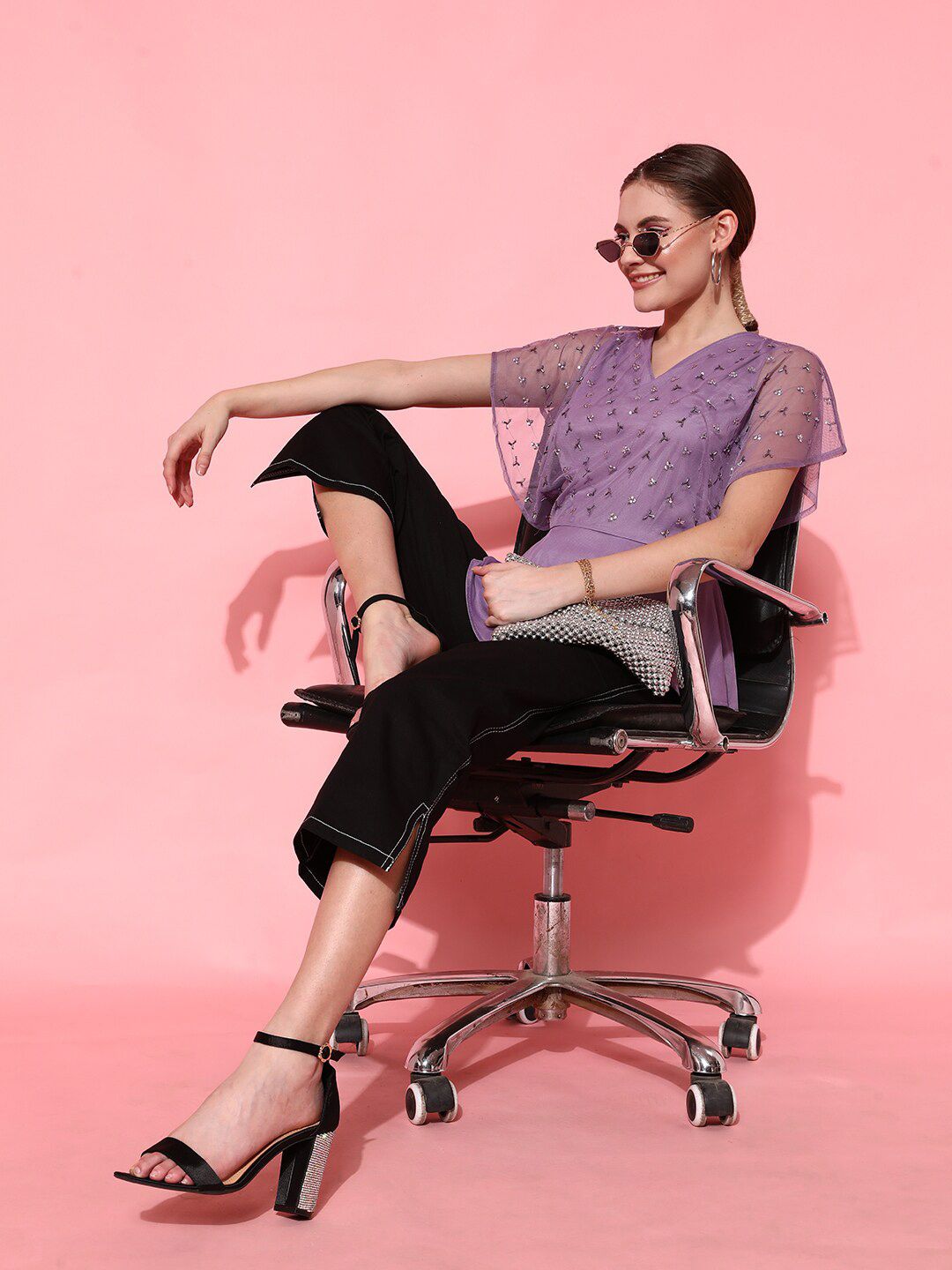 STREET 9 Lavender Embellished Top