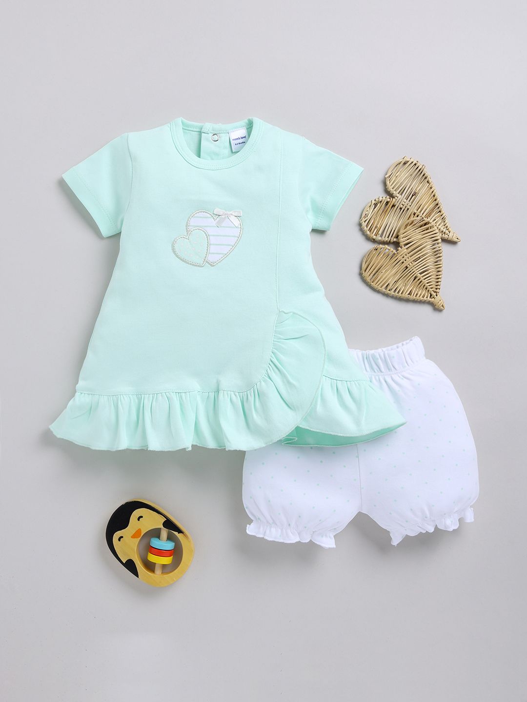 Moms Love Infant Girls Cotton A-Line Dress With Shorts