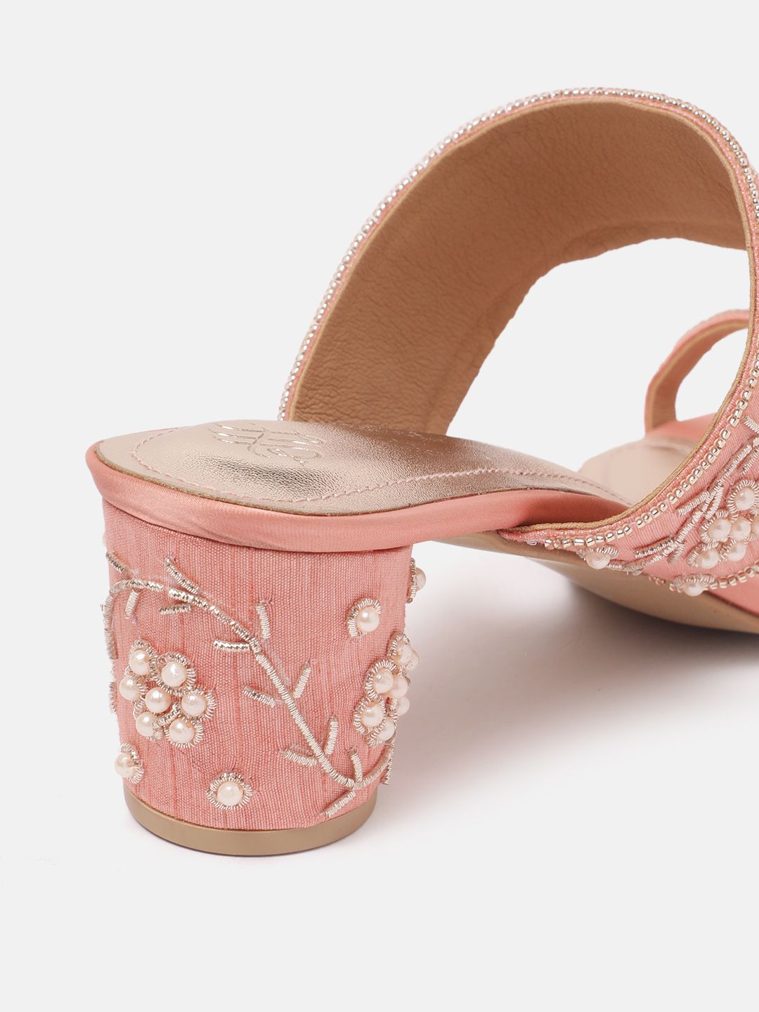 House of Pataudi Floral Embellished Block Heels