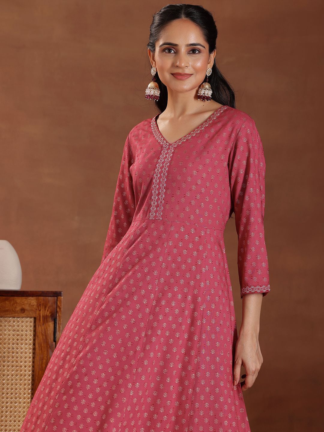 Libas Ethnic Motifs Print A-Line Midi Dress