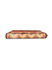 ZOUK Women Orange & Brown Printed Vegan Leather Zip Around Wallet