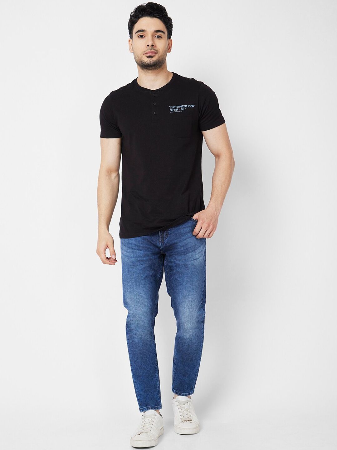 SPYKAR Men Blue Kano Skinny Fit Clean Look Heavy Fade Stretchable Jeans