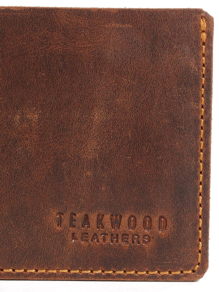 Teakwood Leathers Men Textured RFID Leather Two Fold Wallet
