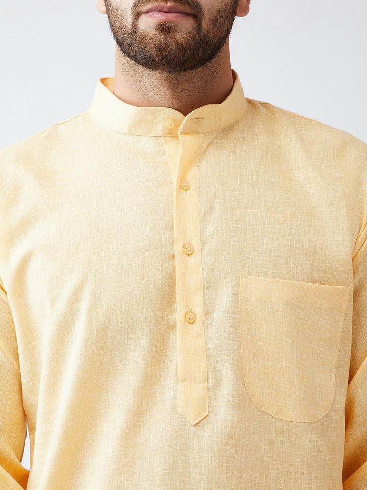 SOJANYA Lelaki Kuning Solid Kurta Lurus