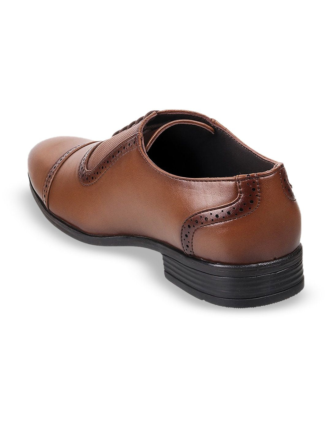 Metro Men Textured Round Toe Leather Formal Oxfords