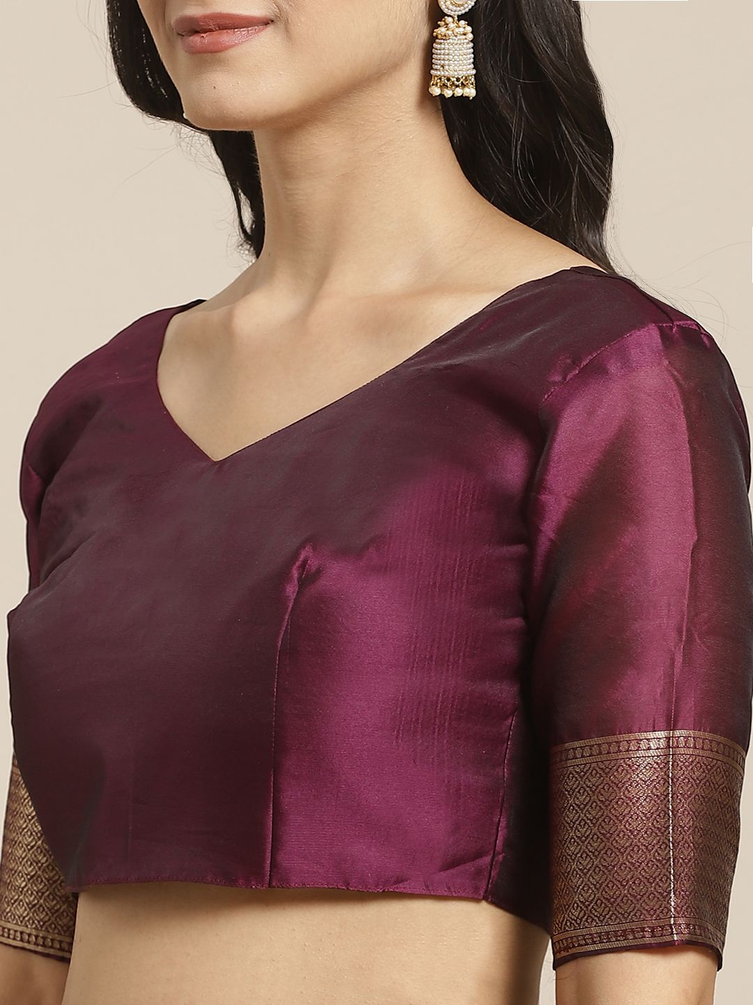 Saree mall Violet & Golden Woven Design Banarasi Saree
