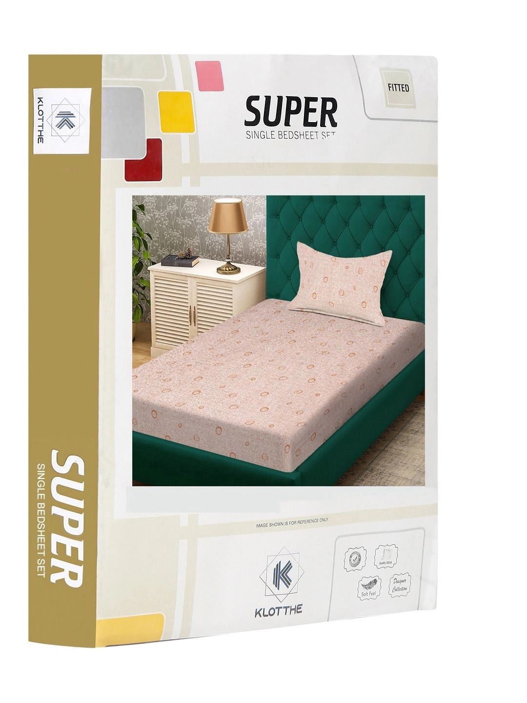 Moda Rapido X KLOTTHE Cadar Bujang Geometri Jingga & Putih 300 TC dengan 1 Sarung Bantal