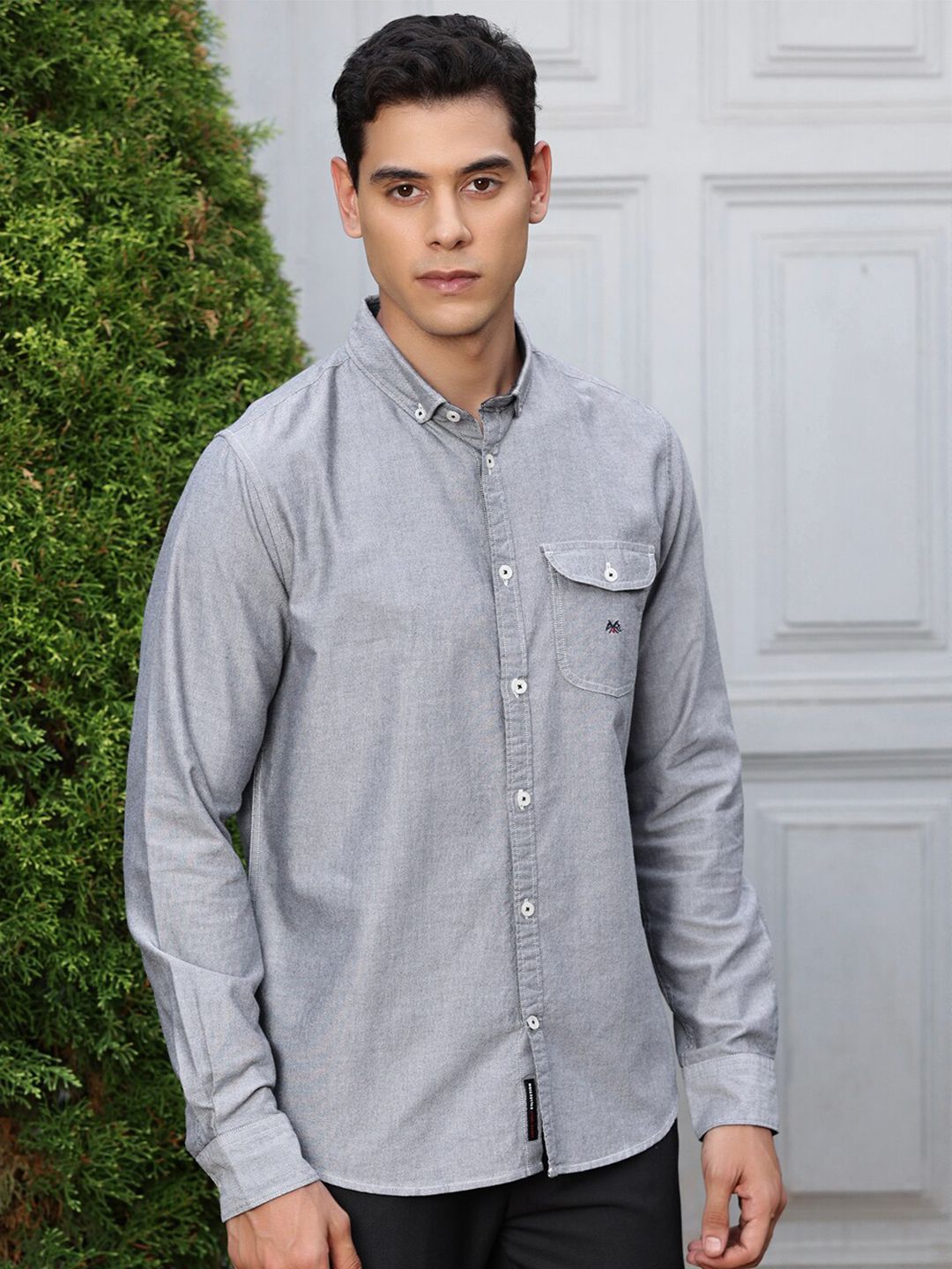 Thomas Scott Premium Button-Down Collar Chambray Pure Cotton Casual Shirt