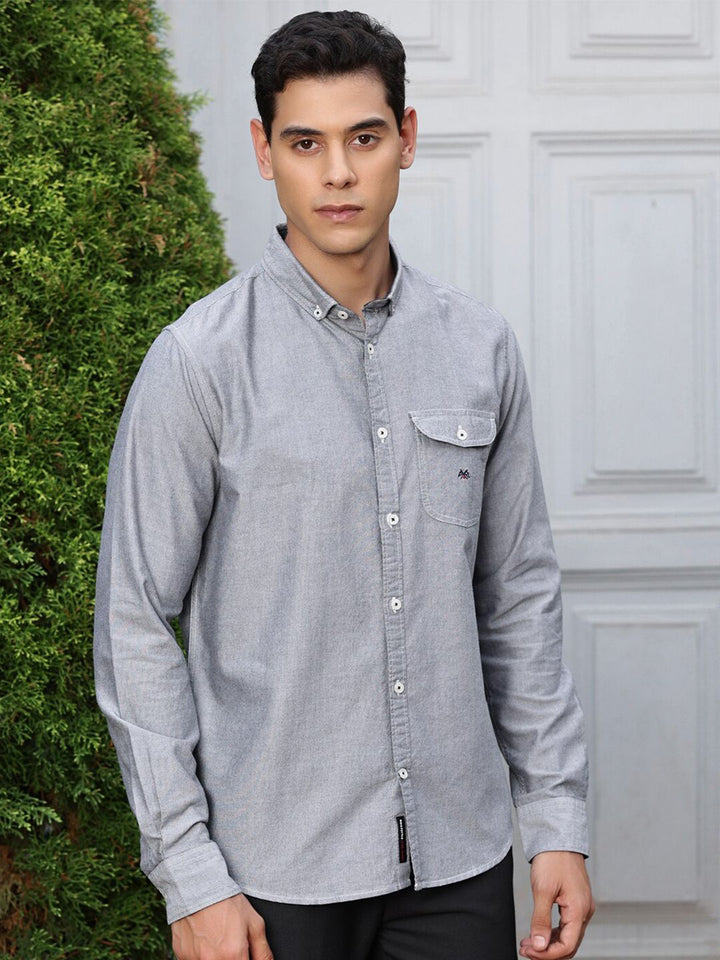Thomas Scott Premium Button-Down Collar Chambray Pure Cotton Casual Shirt