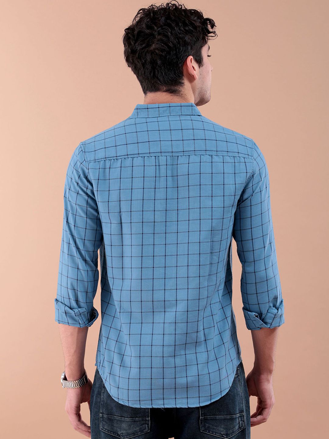 The Indian Garage Co Checked Pure Cotton Casual T-Shirt
