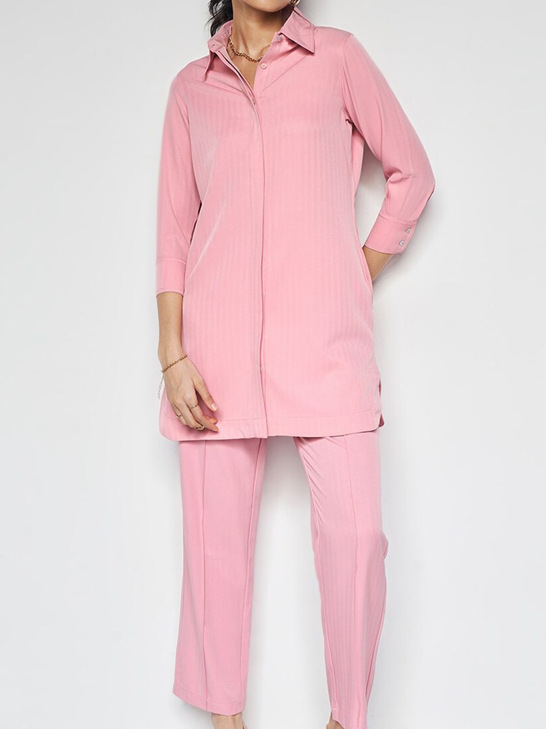 AND Collar Neck Shirt & Mid -Rise Trouser Co-Ords