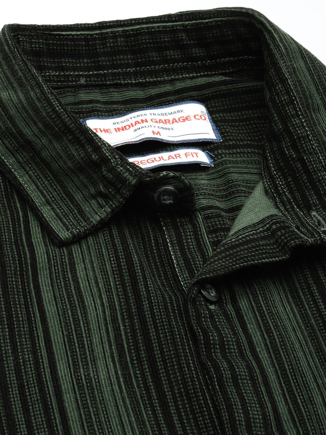 The Indian Garage Co Pure Cotton Vertical Striped Corduroy Casual Shirt