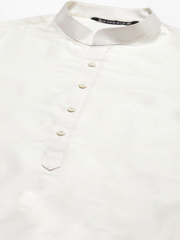 See Designs Men White Pure Silk Kurta with Pyjamas