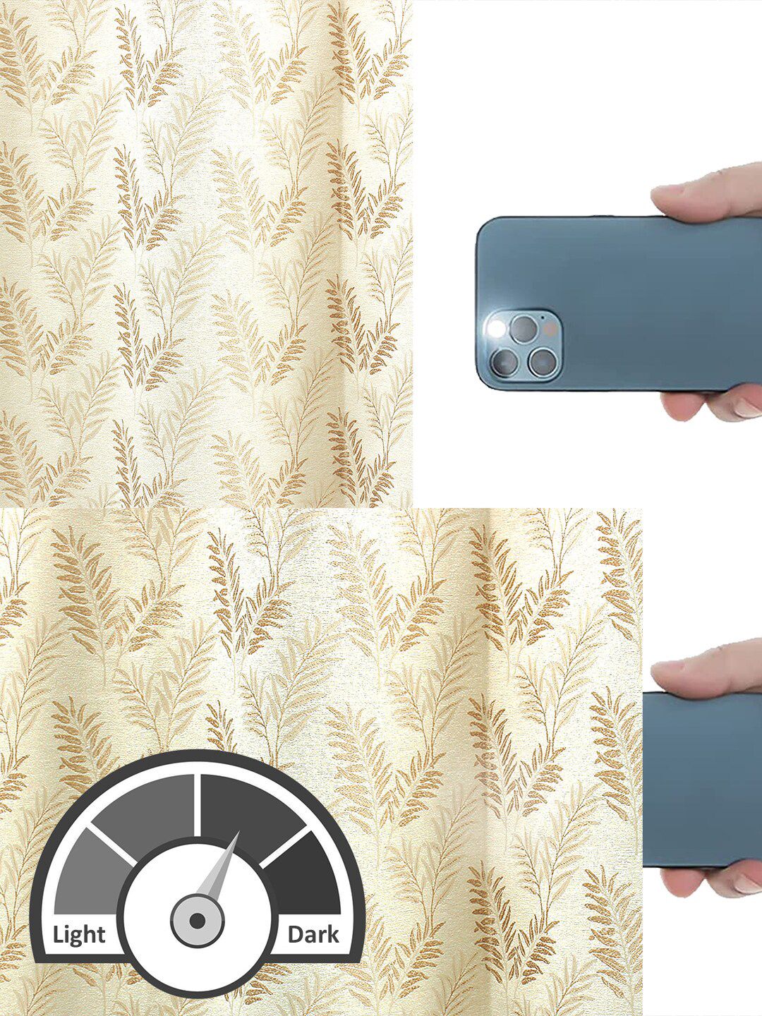 Story@home Cream-Coloured Set of 2 Floral Room Darkening Door Curtain