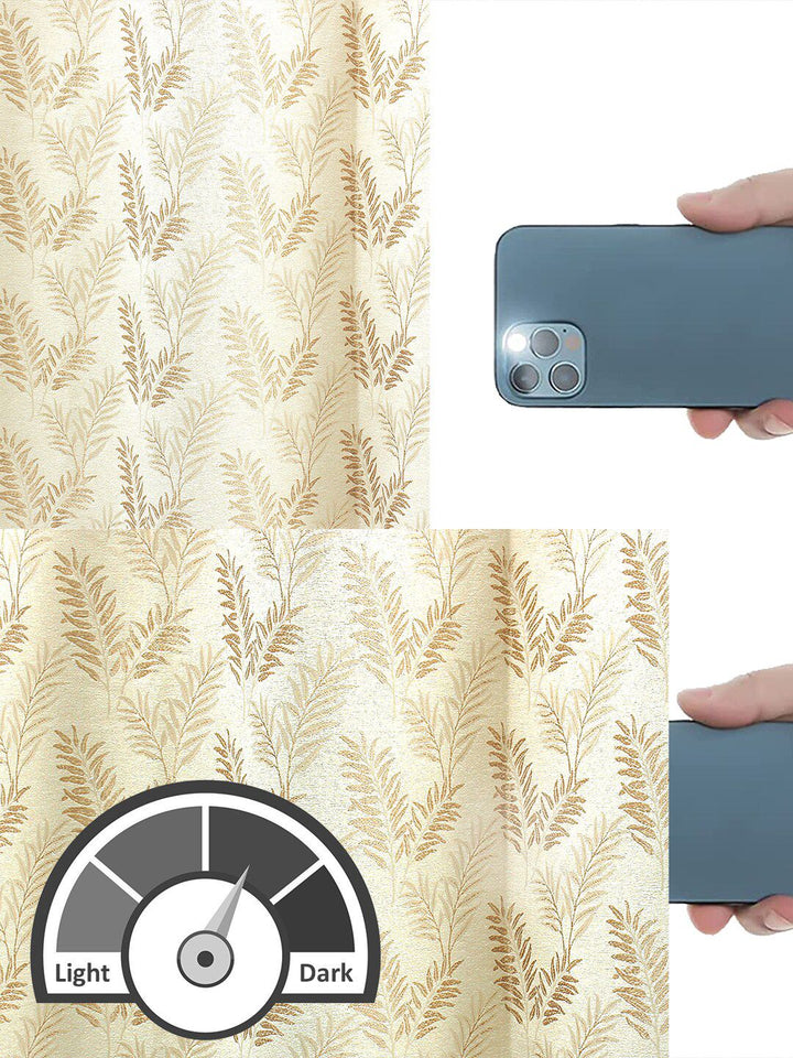 Story@home Cream-Coloured Set of 2 Floral Room Darkening Door Curtain