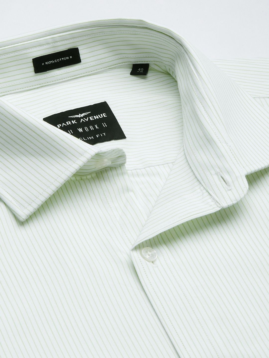 Park Avenue Men Medium Green Vertical Striped Slim Fit Formal Shirt