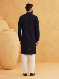 SOJANYA Kurta Kapas Tulen Bersulam Labuci Mandarin Dengan Churidar