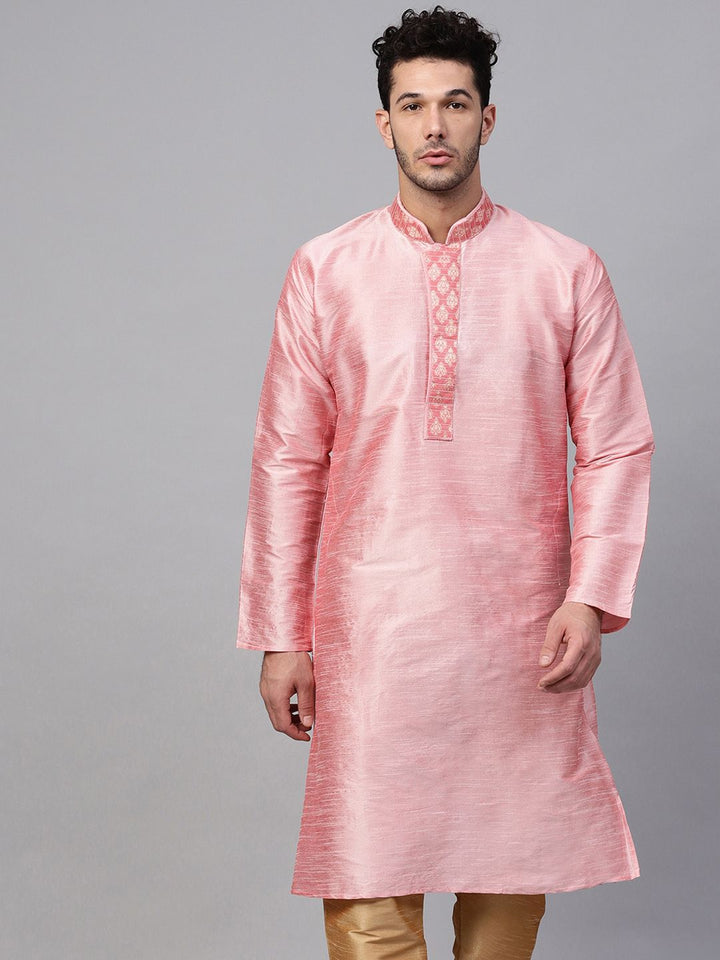 SOJANYA Men Pink Solid Kurta Lurus