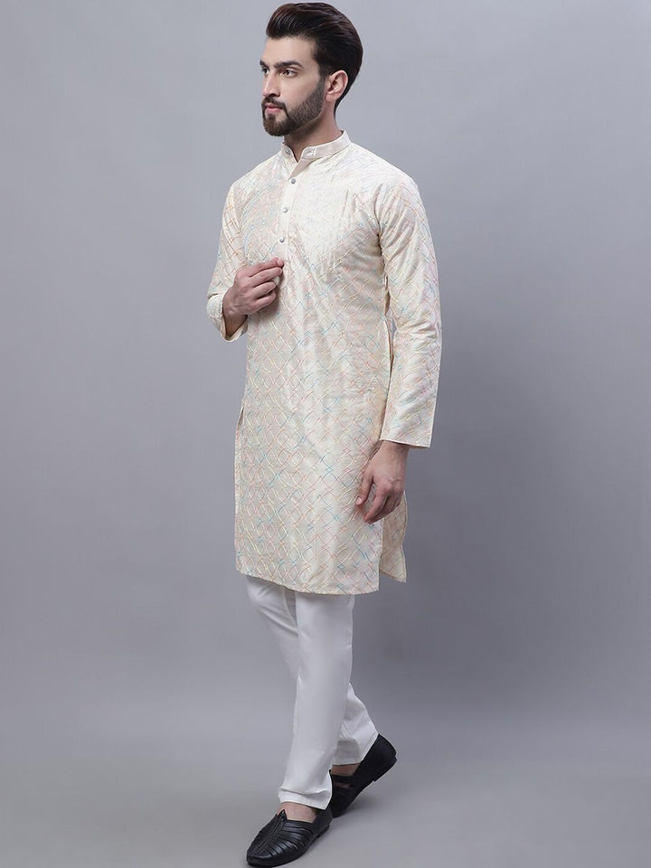 SOJANYA Sulam Kurta Lurus Dengan Jaket Churidar Dan Nehru