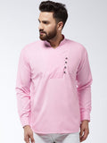 SOJANYA Men Pink Solid Kurta Lurus