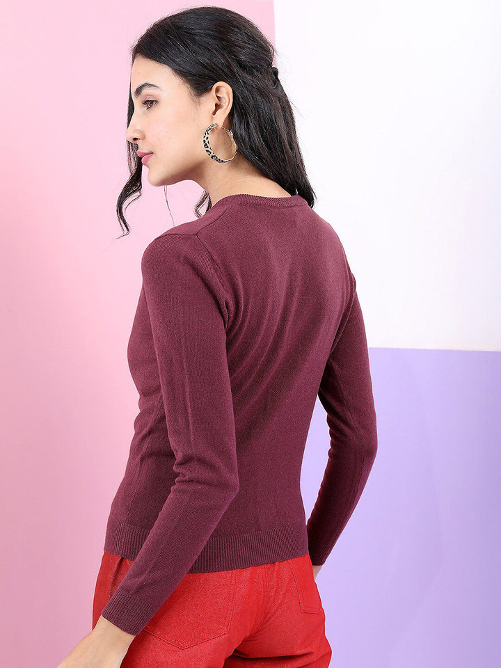 Tokyo Talkies Women Maroon Cardigan