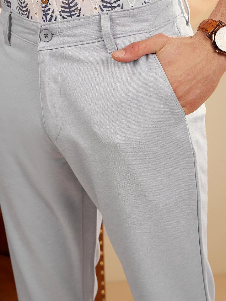 DENNISON Men Smart Tapered Fit Easy Wash 4-Way Lycra Trousers