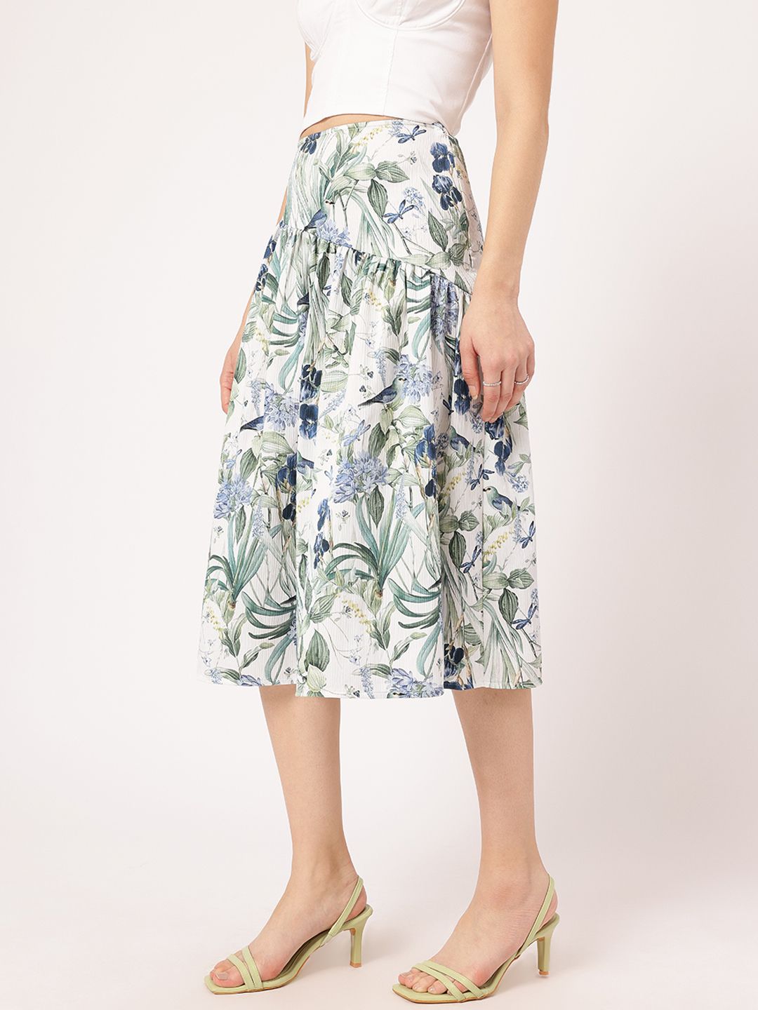 DressBerry Women Meadow Drift Crinkled Gathered A-Line Skirt
