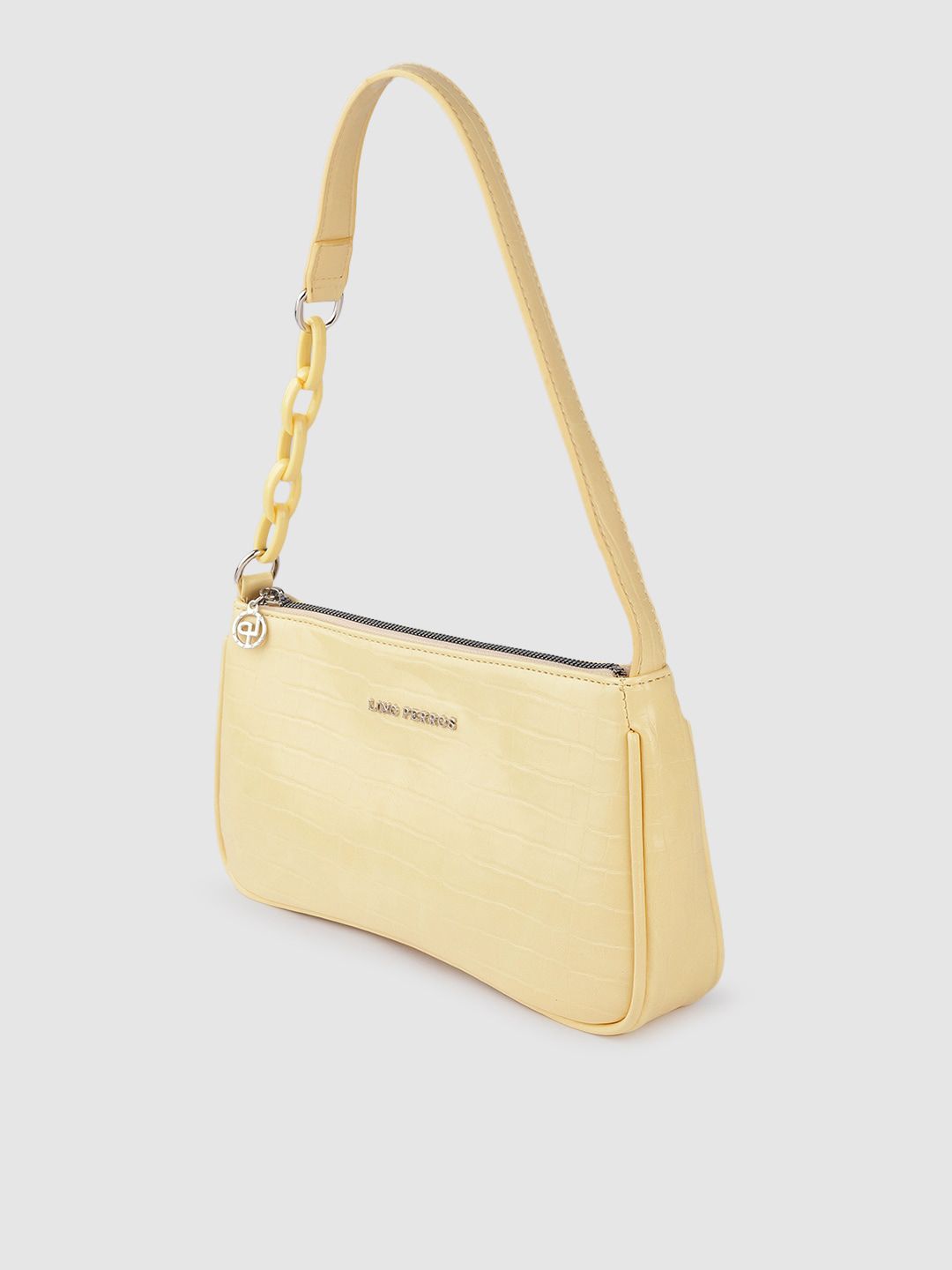 Lino Perros Women Yellow Animal Printed PU Structured Shoulder Bag