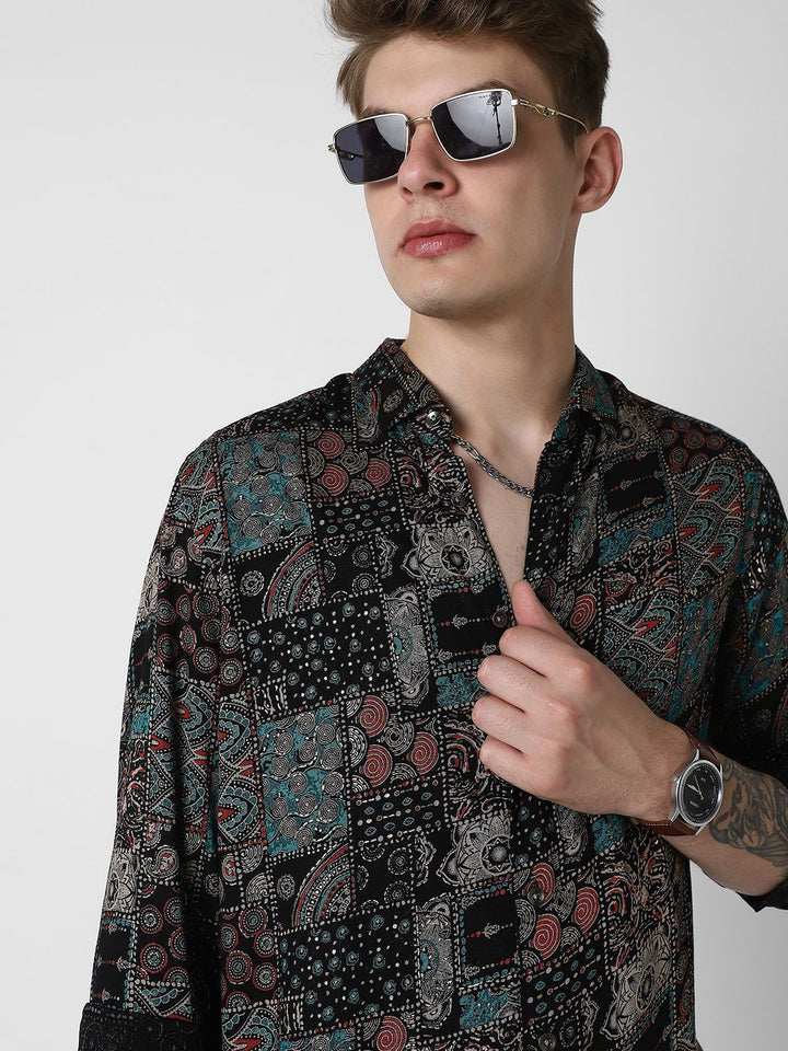 VASTRADO Men Classic Slim Fit Ethnic Motifs Printed Casual Shirt