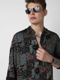 VASTRADO Men Classic Slim Fit Ethnic Motifs Printed Casual Shirt