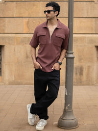 Powerlook SS25 Oversized Self Design Drop-Shoulder Sleeves Pockets Detail T-Shirt