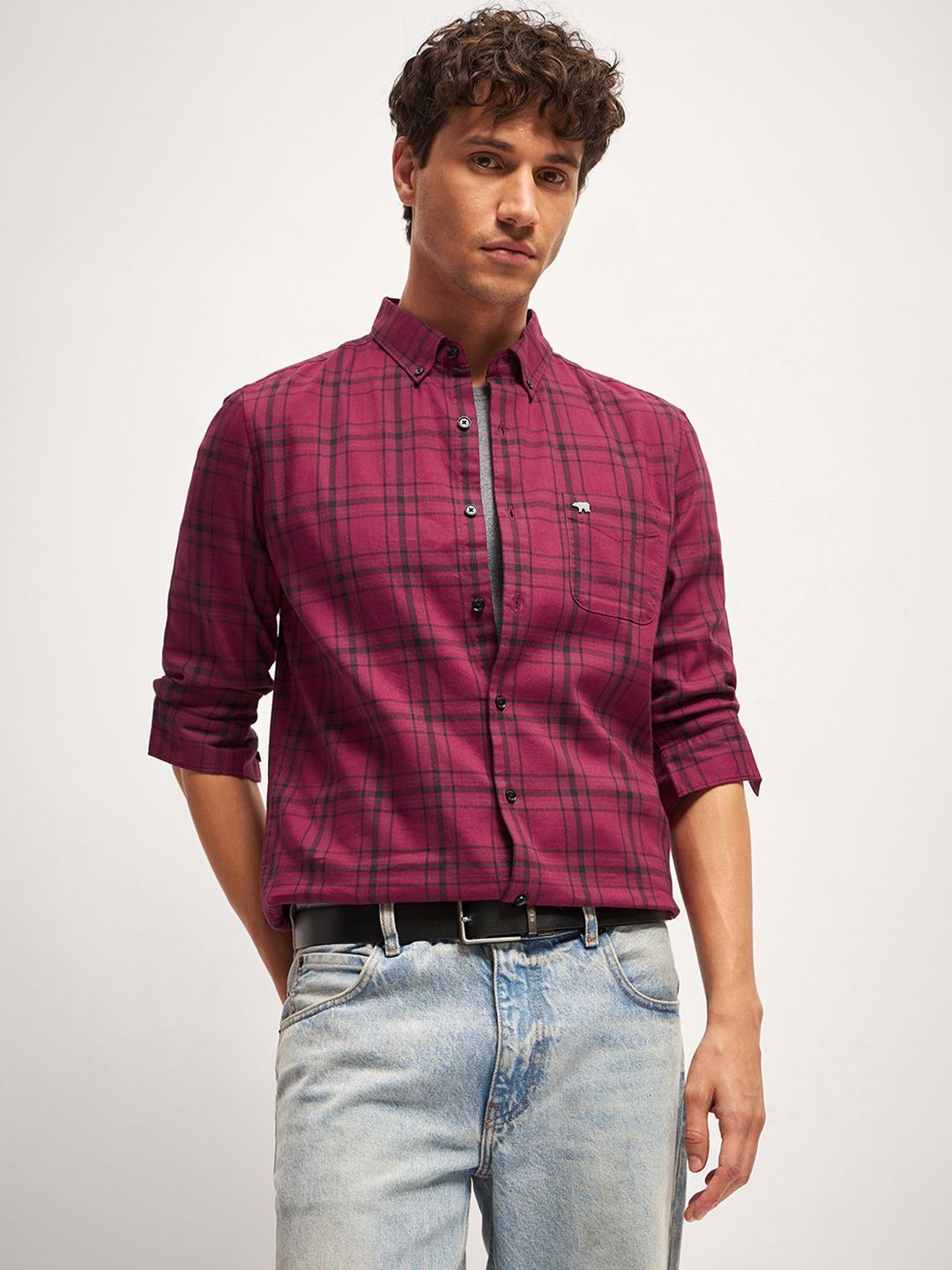 THE BEAR HOUSE Men Slim Fit Tartan Checks Opaque Checked Casual Shirt