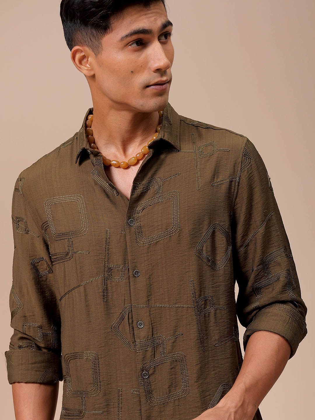 The Indian Garage Co Men Regular Fit Embroidery Resortwear Shirt