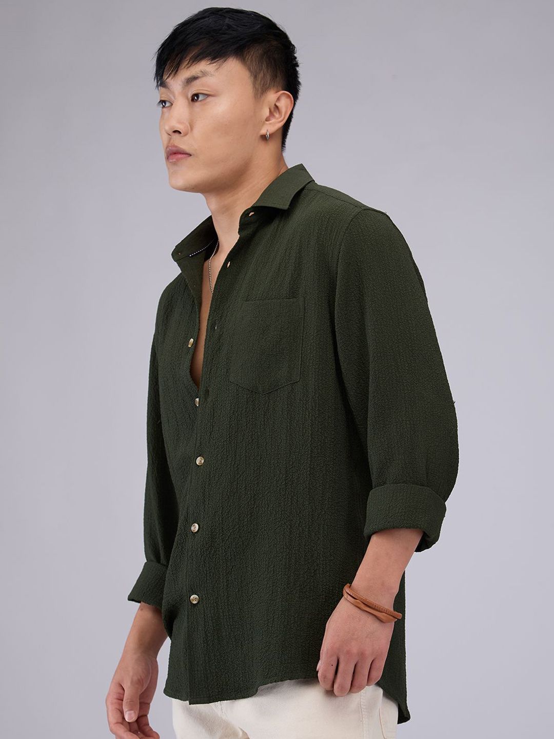 VASTRADO Men Classic Textured Slim Fit Casual Shirt