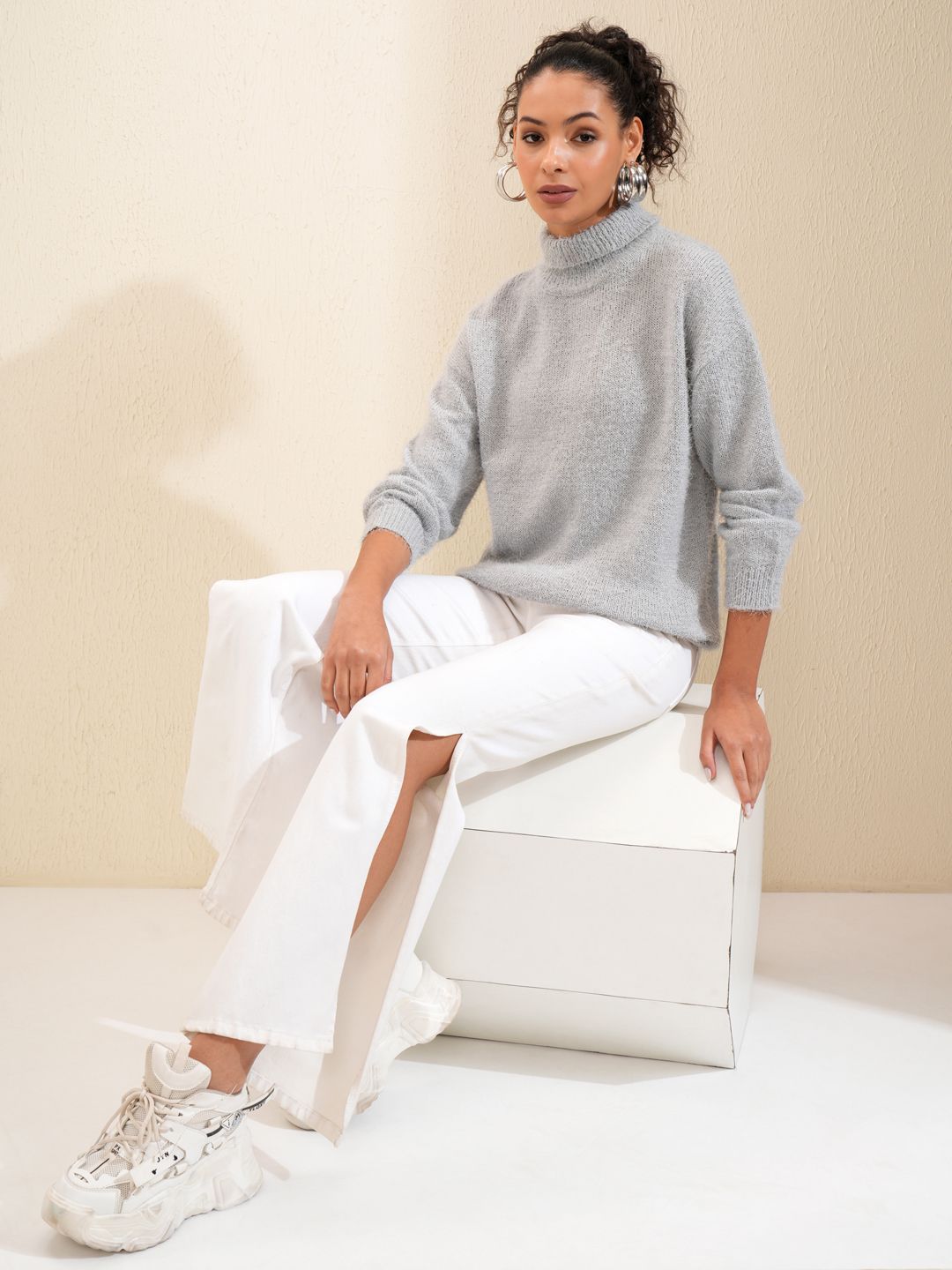 Tokyo Talkies Women Cable Knit Pullover