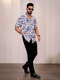 Eszett Graphic Printed Spread Collar Pure Cotton Casual Shirt