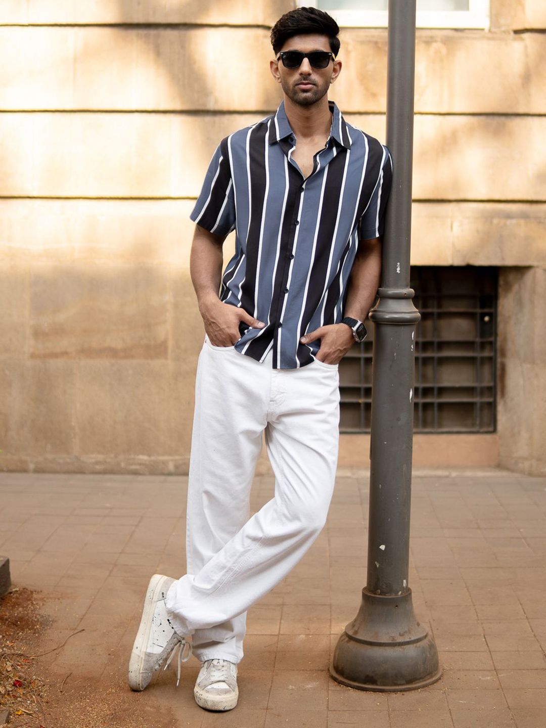 Powerlook Vertical Striped Short Sleeves Shirt