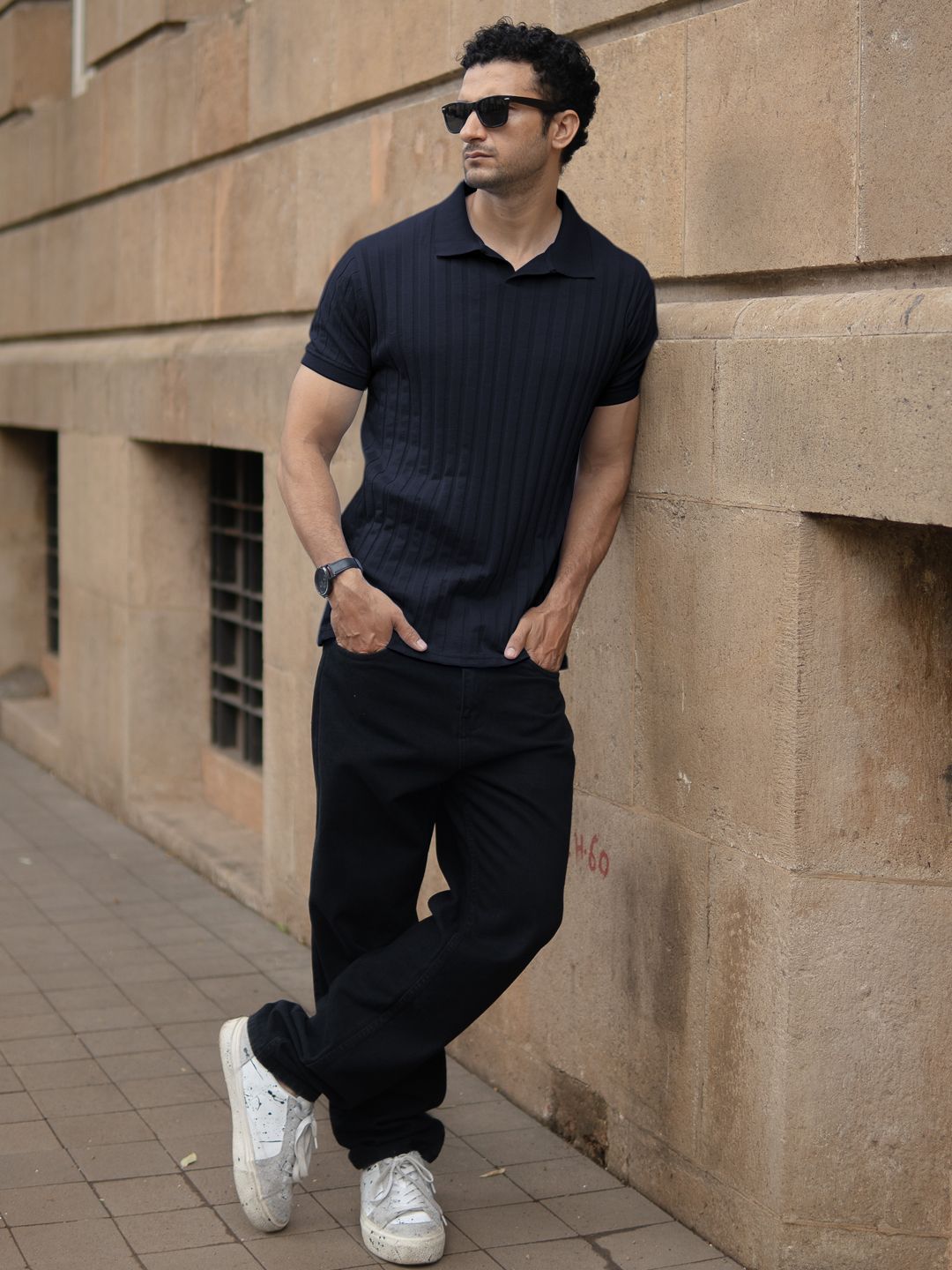 Powerlook SS25 Self Design Polo Collar T-Shirt
