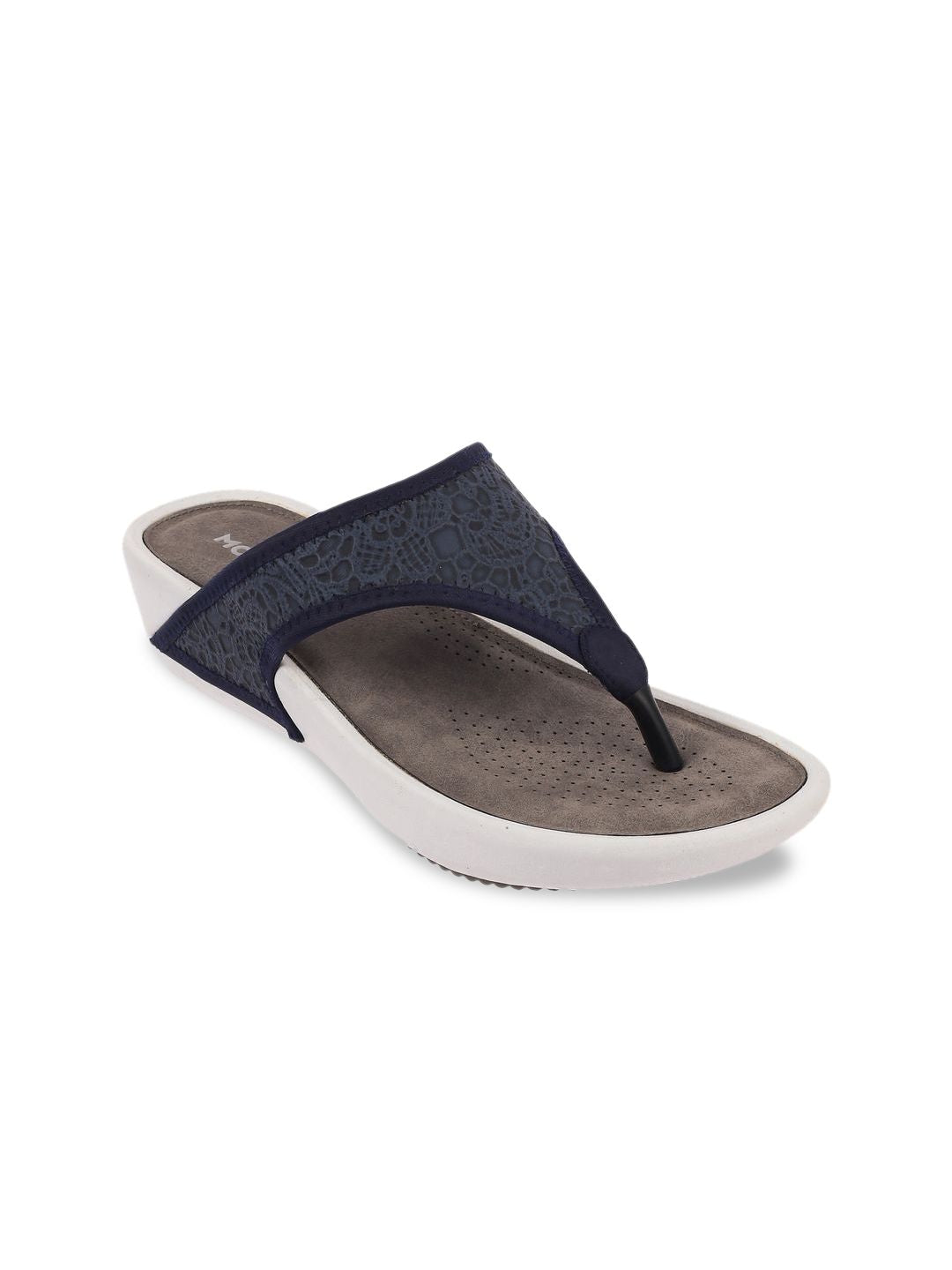 Mochi Women Textured T-Strap Flats
