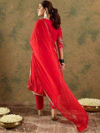 Indo Era Paisley Zari Embroidered Kurta with Trousers & With Dupatta