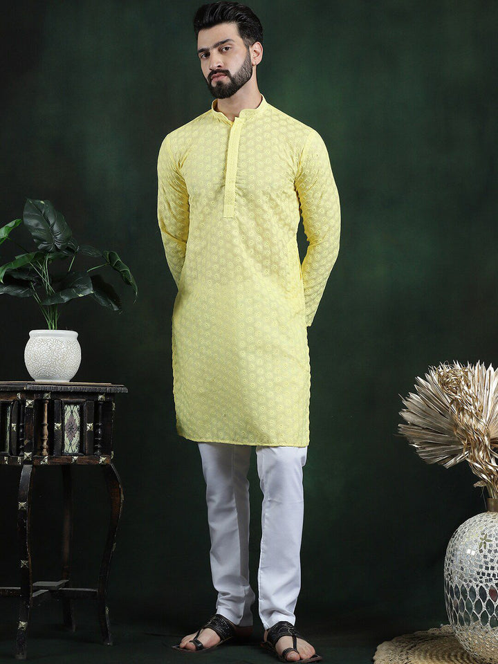 Anouk Ethnic Motifs Embroidered Regular Thread Work Pure Cotton Straight Kurta Set
