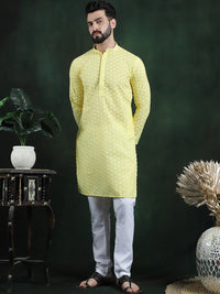 Anouk Ethnic Motifs Embroidered Regular Thread Work Pure Cotton Straight Kurta Set