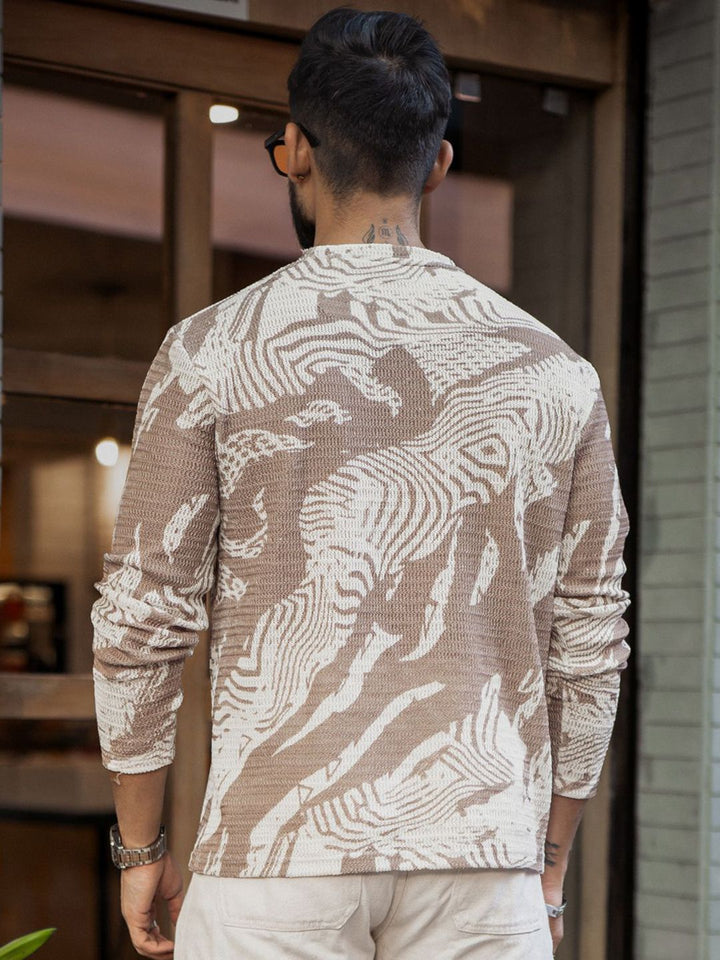 Powerlook Men Abstract Printed Round Neck T-shirt