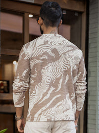 Powerlook Men Abstract Printed Round Neck T-shirt
