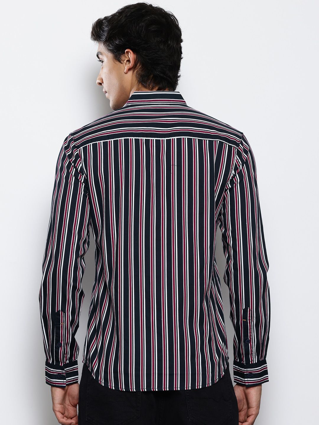 The Indian Garage Co Slim Fit Striped Pure Cotton Shirt