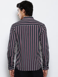 The Indian Garage Co Slim Fit Striped Pure Cotton Shirt