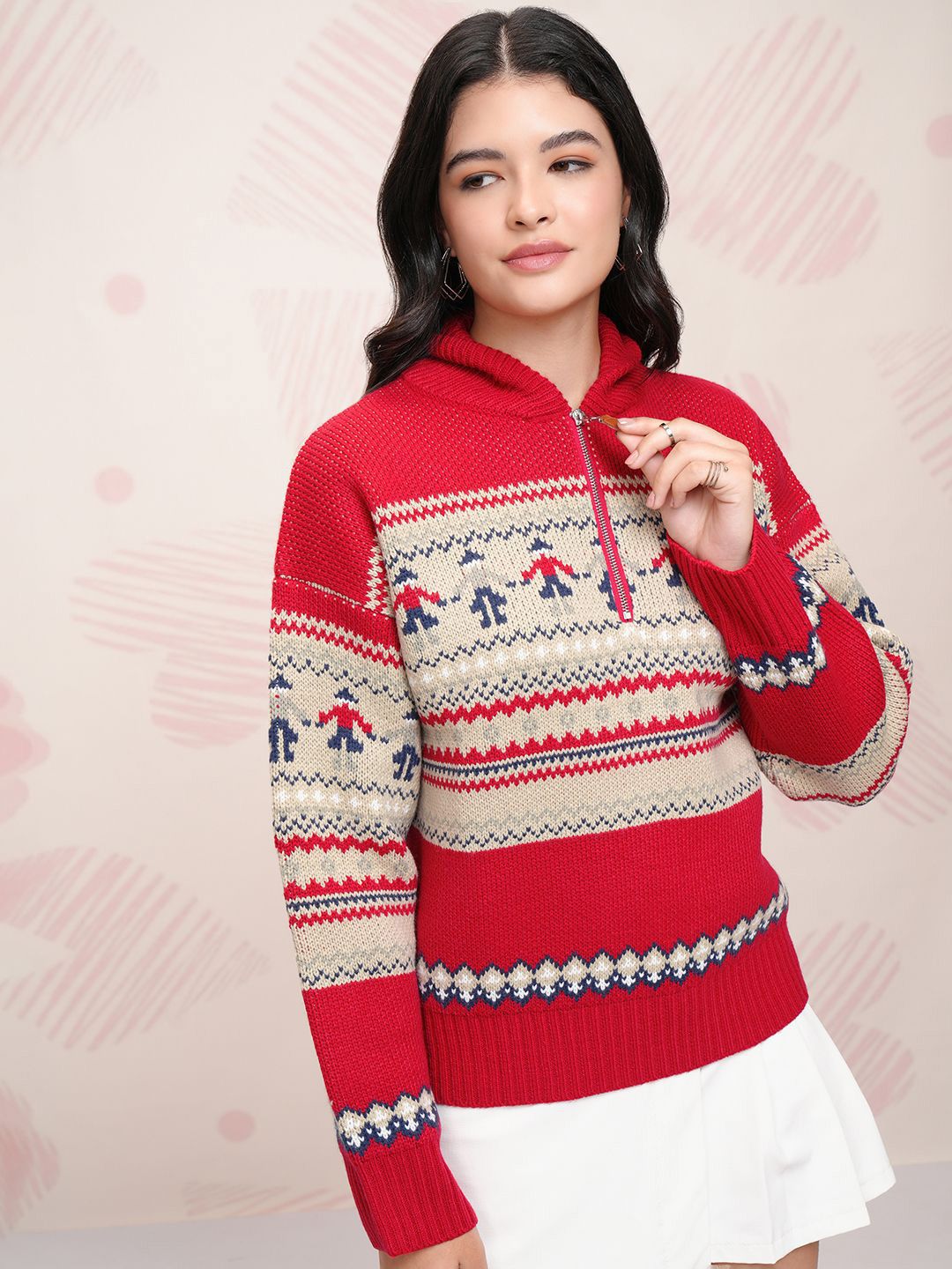 ESPYR By Tokyo Talkies Women Cable Knit Pullover with Zip Detail Detail
