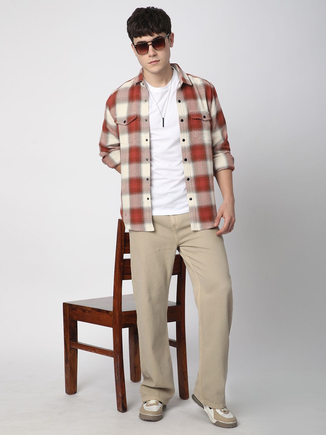 VASTRADO Men Classic Slim Fit Opaque Checked Casual Shirt