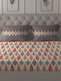 MYTRIDENT Dusk & Dawn Red Ethnic Cotton 144 TC Double Queen Bedsheet Set-2.28mX2.54m