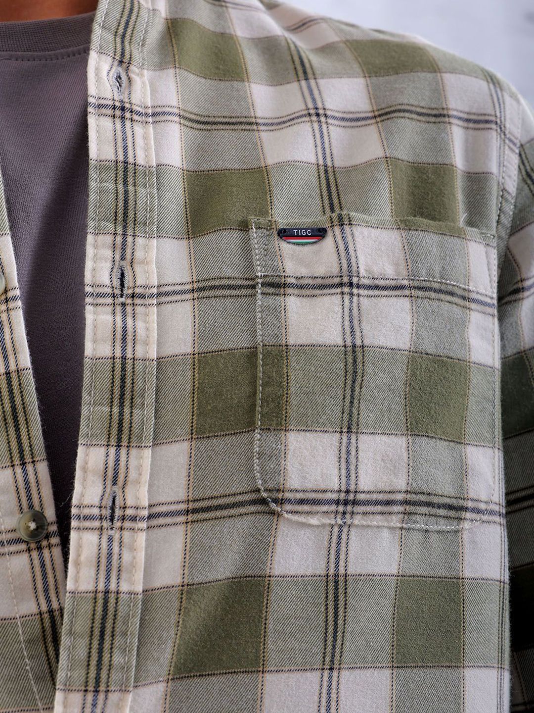 The Indian Garage Co Men Slim Fit Tartan Checks Checked Casual Shirt